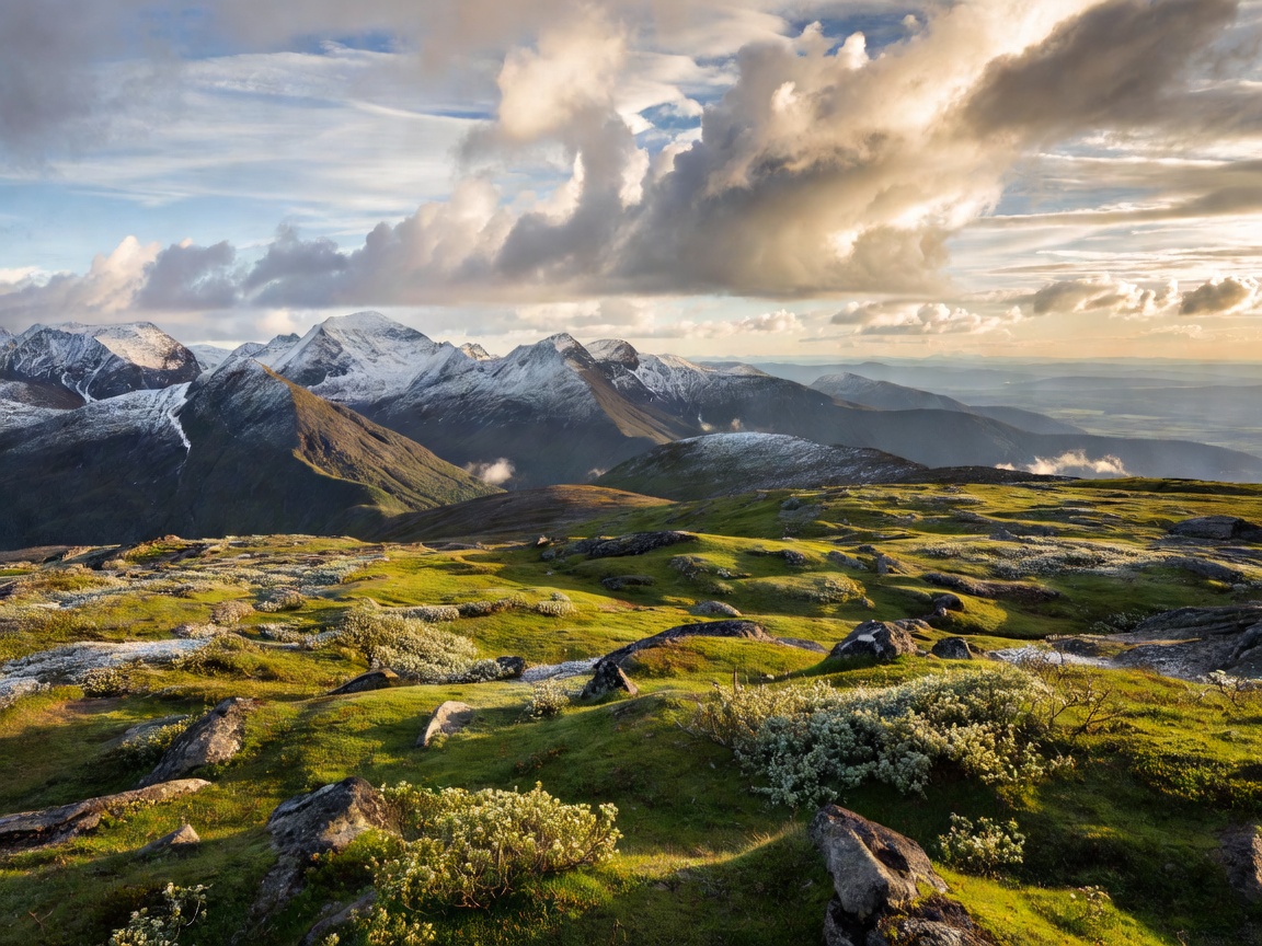 Panoramic view of a Nordic mountain scene