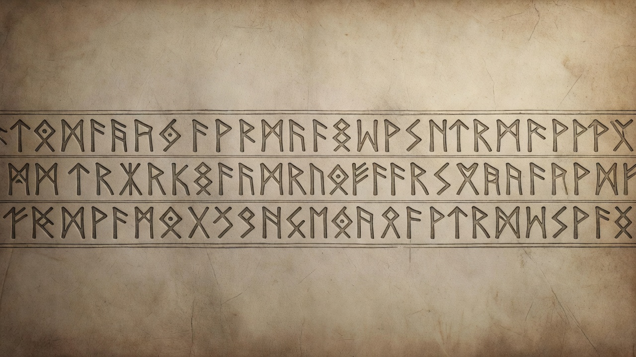Decorative footer banner with subtle rune-inspired details